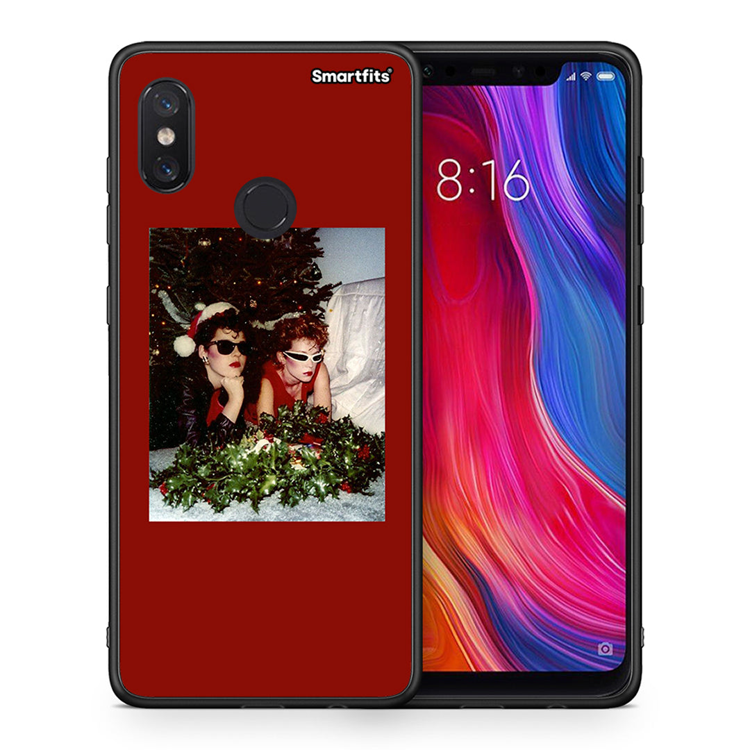 Θήκη Xiaomi Mi 8 Waiting For Xmas από τη Smartfits με σχέδιο στο πίσω μέρος και μαύρο περίβλημα | Xiaomi Mi 8 Waiting For Xmas case with colorful back and black bezels