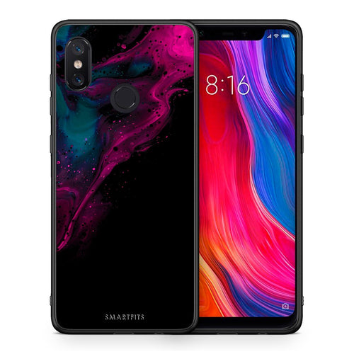 Θήκη Xiaomi Mi 8 Pink Black Watercolor από τη Smartfits με σχέδιο στο πίσω μέρος και μαύρο περίβλημα | Xiaomi Mi 8 Pink Black Watercolor case with colorful back and black bezels