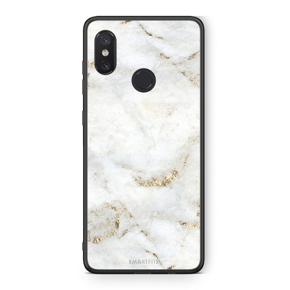 Xiaomi Mi 8 White Gold Marble θήκη από τη Smartfits με σχέδιο στο πίσω μέρος και μαύρο περίβλημα | Smartphone case with colorful back and black bezels by Smartfits