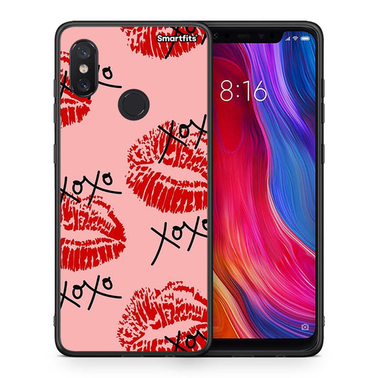Θήκη Xiaomi Mi 8 XOXO Lips από τη Smartfits με σχέδιο στο πίσω μέρος και μαύρο περίβλημα | Xiaomi Mi 8 XOXO Lips case with colorful back and black bezels
