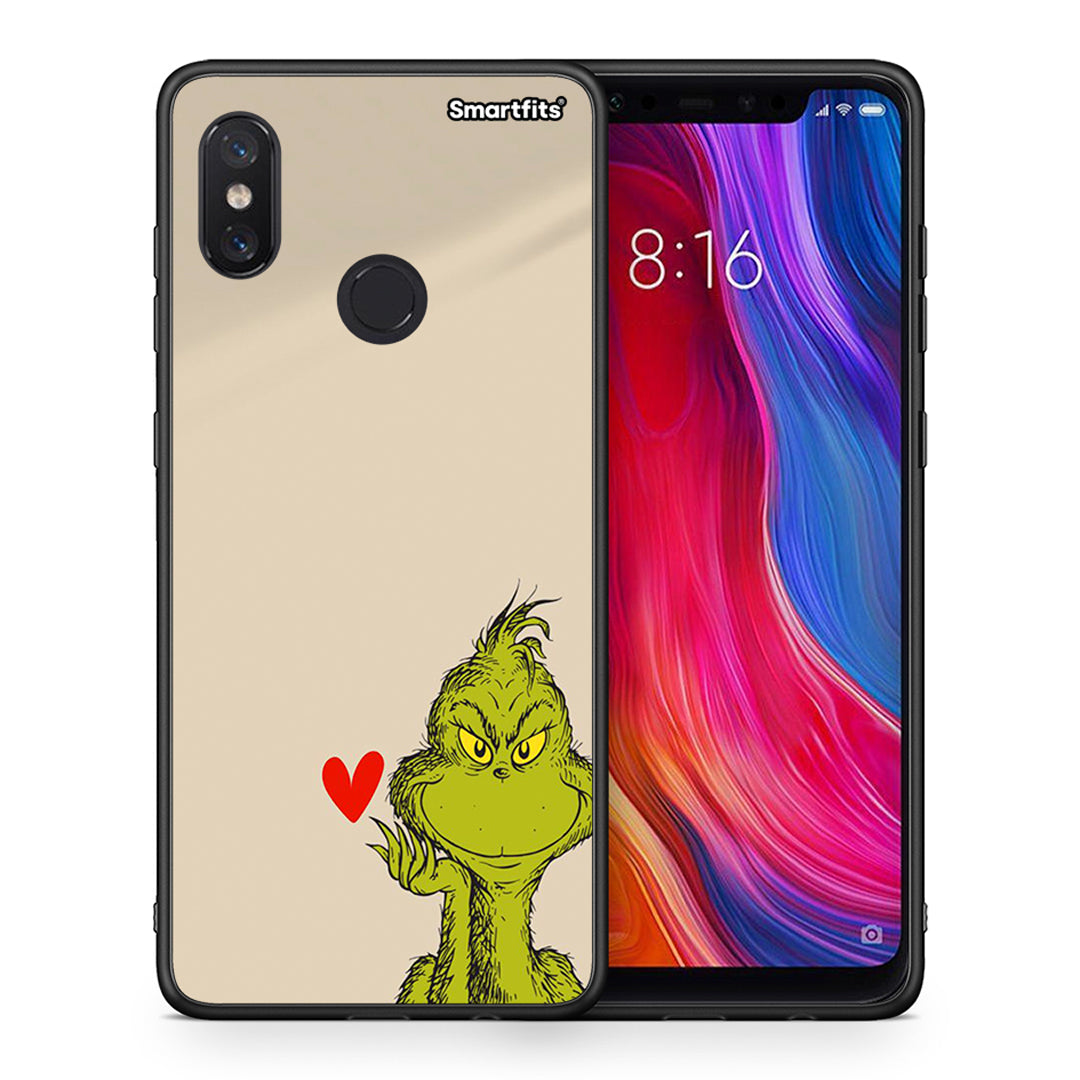 Θήκη Xiaomi Mi 8 Xmas Grinch από τη Smartfits με σχέδιο στο πίσω μέρος και μαύρο περίβλημα | Xiaomi Mi 8 Xmas Grinch case with colorful back and black bezels