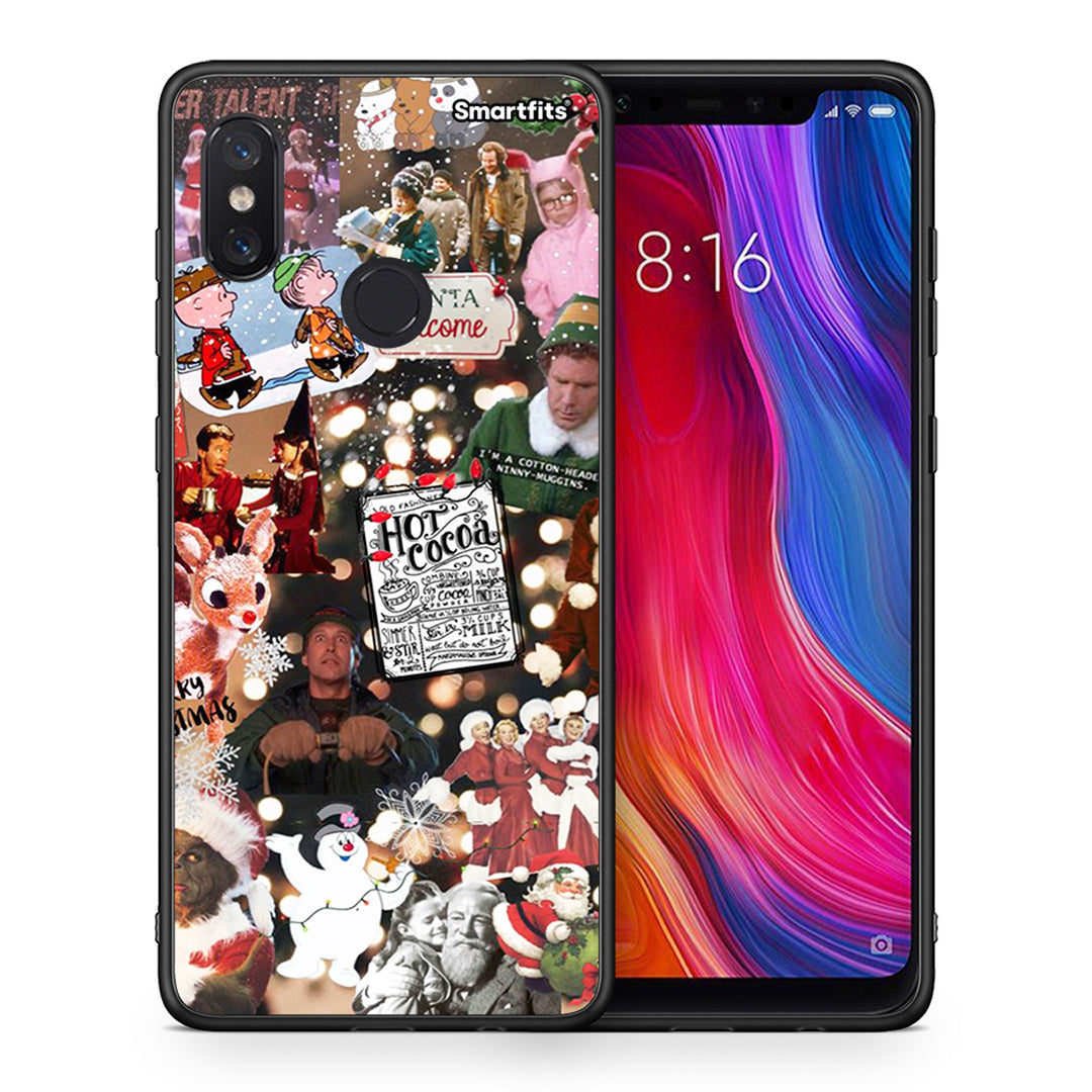 Θήκη Xiaomi Mi 8 Xmas Movies από τη Smartfits με σχέδιο στο πίσω μέρος και μαύρο περίβλημα | Xiaomi Mi 8 Xmas Movies case with colorful back and black bezels