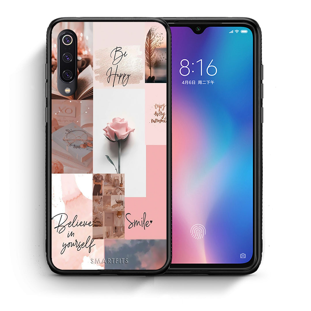 Θήκη Xiaomi Mi 9 Aesthetic Collage από τη Smartfits με σχέδιο στο πίσω μέρος και μαύρο περίβλημα | Xiaomi Mi 9 Aesthetic Collage case with colorful back and black bezels
