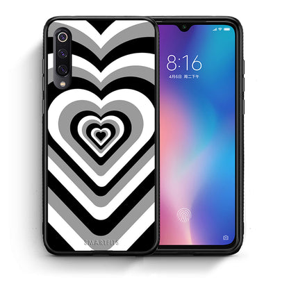 Θήκη Xiaomi Mi 9 Black Hearts από τη Smartfits με σχέδιο στο πίσω μέρος και μαύρο περίβλημα | Xiaomi Mi 9 Black Hearts case with colorful back and black bezels