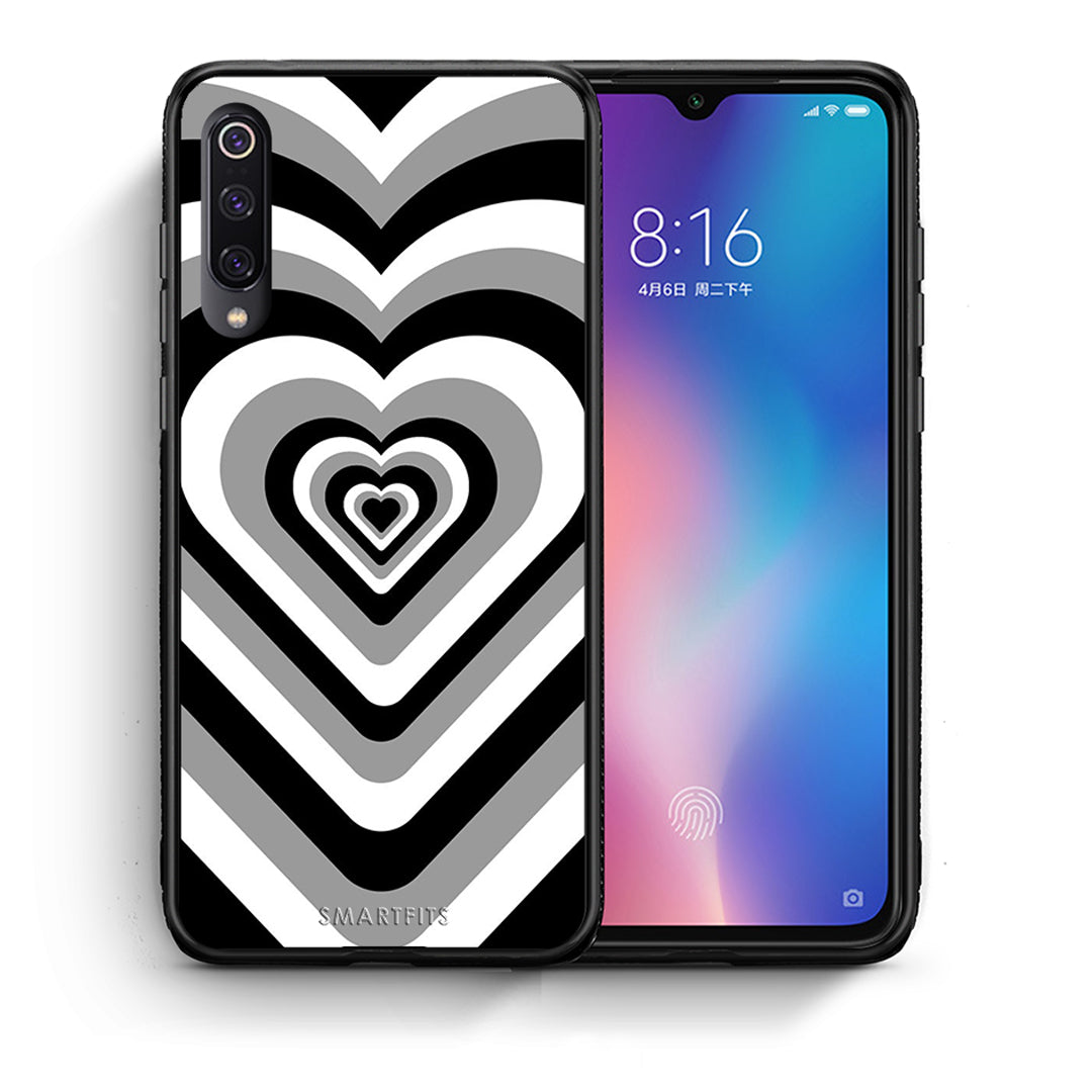 Θήκη Xiaomi Mi 9 Black Hearts από τη Smartfits με σχέδιο στο πίσω μέρος και μαύρο περίβλημα | Xiaomi Mi 9 Black Hearts case with colorful back and black bezels