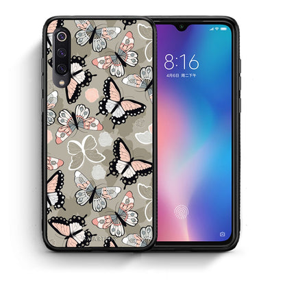 Θήκη Xiaomi Mi 9 Butterflies Boho από τη Smartfits με σχέδιο στο πίσω μέρος και μαύρο περίβλημα | Xiaomi Mi 9 Butterflies Boho case with colorful back and black bezels