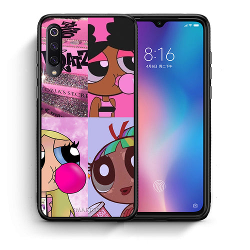 Θήκη Αγίου Βαλεντίνου Xiaomi Mi 9 Bubble Girls από τη Smartfits με σχέδιο στο πίσω μέρος και μαύρο περίβλημα | Xiaomi Mi 9 Bubble Girls case with colorful back and black bezels