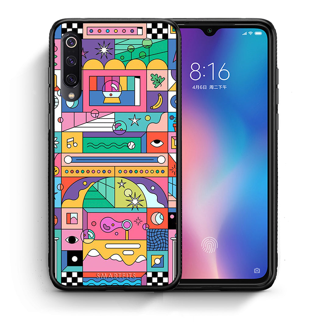 Θήκη Xiaomi Mi 9 Bubbles Soap από τη Smartfits με σχέδιο στο πίσω μέρος και μαύρο περίβλημα | Xiaomi Mi 9 Bubbles Soap case with colorful back and black bezels