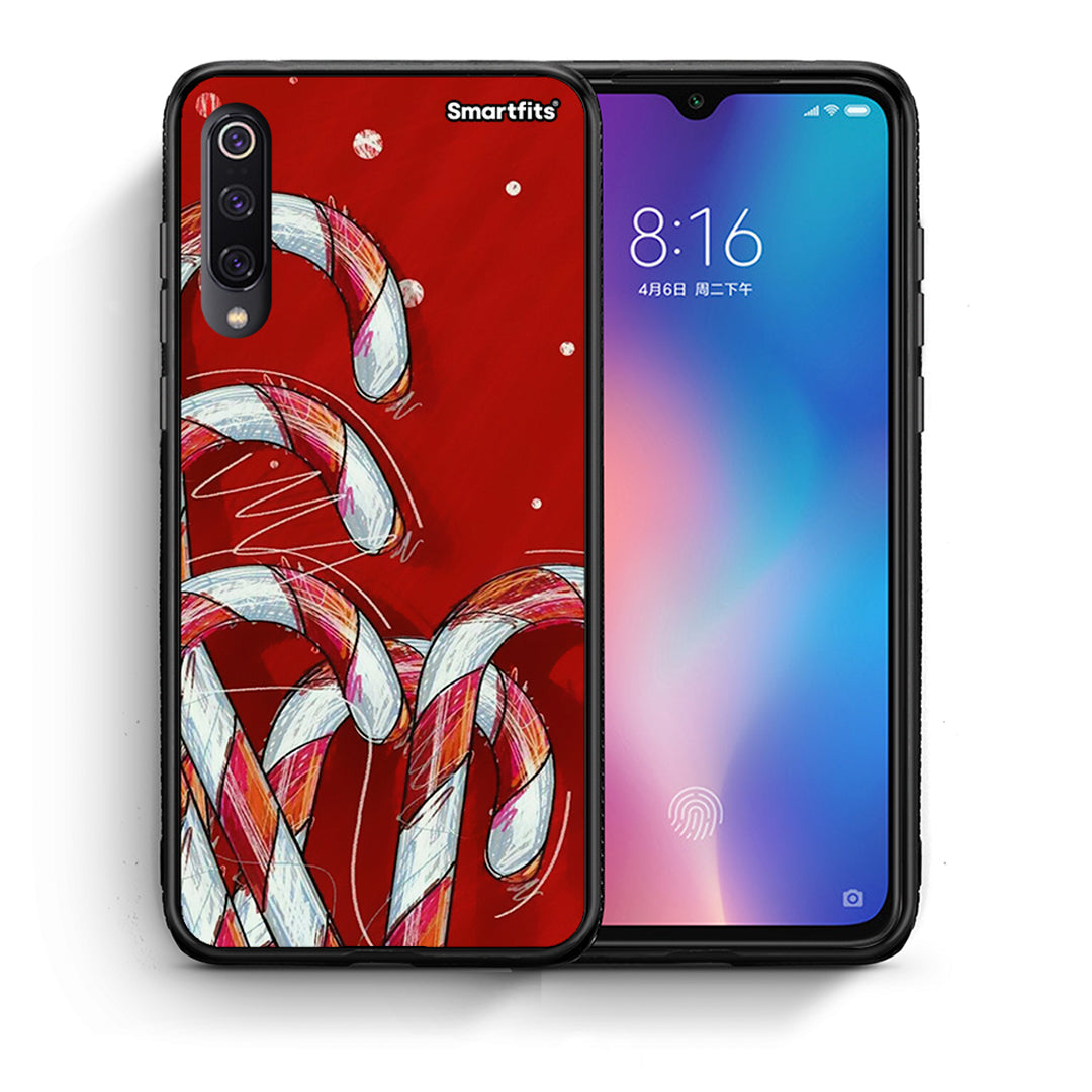 Θήκη Xiaomi Mi 9 Candy Cane από τη Smartfits με σχέδιο στο πίσω μέρος και μαύρο περίβλημα | Xiaomi Mi 9 Candy Cane case with colorful back and black bezels