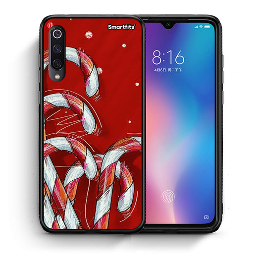 Θήκη Xiaomi Mi 9 Candy Cane από τη Smartfits με σχέδιο στο πίσω μέρος και μαύρο περίβλημα | Xiaomi Mi 9 Candy Cane case with colorful back and black bezels
