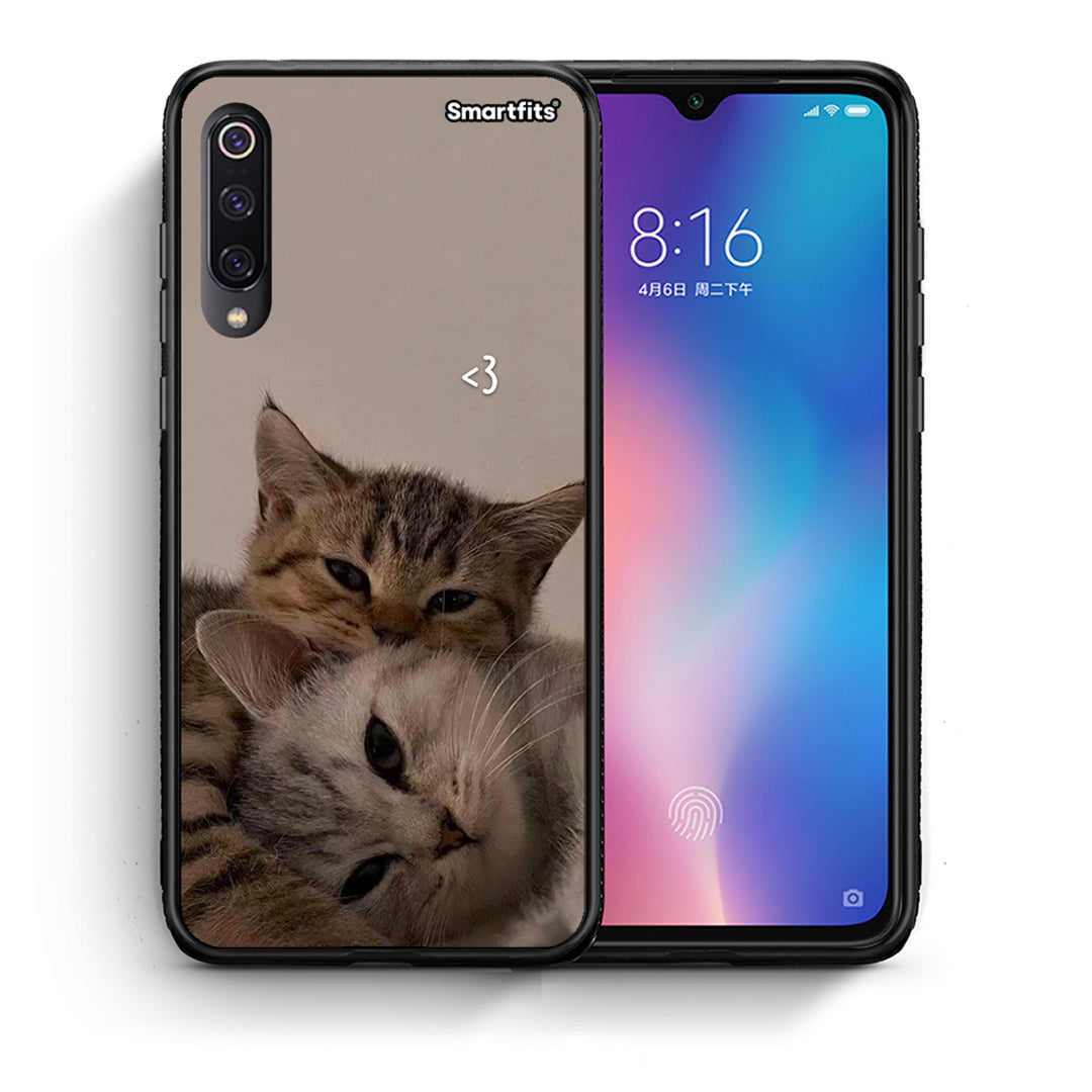 Θήκη Xiaomi Mi 9 Cats In Love από τη Smartfits με σχέδιο στο πίσω μέρος και μαύρο περίβλημα | Xiaomi Mi 9 Cats In Love case with colorful back and black bezels