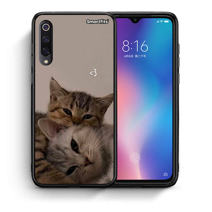 Θήκη Xiaomi Mi 9 Cats In Love από τη Smartfits με σχέδιο στο πίσω μέρος και μαύρο περίβλημα | Xiaomi Mi 9 Cats In Love case with colorful back and black bezels