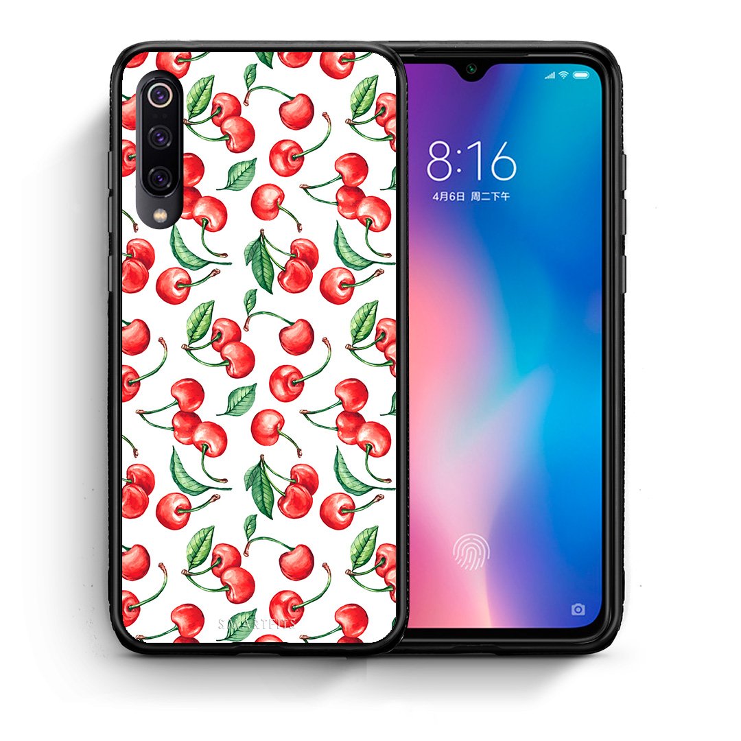 Θήκη Xiaomi Mi 9 Cherry Summer από τη Smartfits με σχέδιο στο πίσω μέρος και μαύρο περίβλημα | Xiaomi Mi 9 Cherry Summer case with colorful back and black bezels