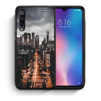 Θήκη Xiaomi Mi 9 City Lights από τη Smartfits με σχέδιο στο πίσω μέρος και μαύρο περίβλημα | Xiaomi Mi 9 City Lights case with colorful back and black bezels