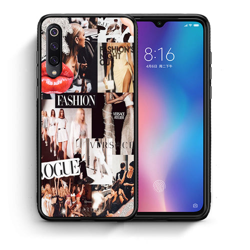 Θήκη Αγίου Βαλεντίνου Xiaomi Mi 9 Collage Fashion από τη Smartfits με σχέδιο στο πίσω μέρος και μαύρο περίβλημα | Xiaomi Mi 9 Collage Fashion case with colorful back and black bezels