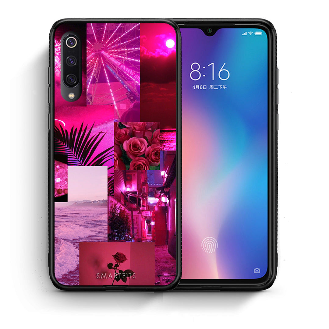 Θήκη Αγίου Βαλεντίνου Xiaomi Mi 9 Collage Red Roses από τη Smartfits με σχέδιο στο πίσω μέρος και μαύρο περίβλημα | Xiaomi Mi 9 Collage Red Roses case with colorful back and black bezels