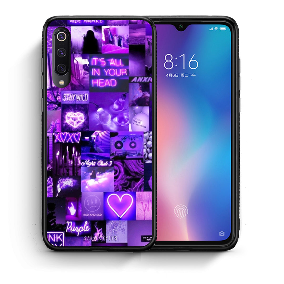 Θήκη Αγίου Βαλεντίνου Xiaomi Mi 9 Collage Stay Wild από τη Smartfits με σχέδιο στο πίσω μέρος και μαύρο περίβλημα | Xiaomi Mi 9 Collage Stay Wild case with colorful back and black bezels