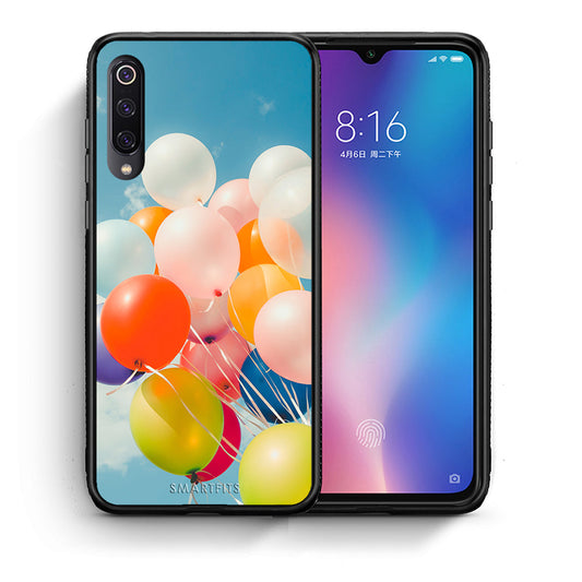 Θήκη Xiaomi Mi 9 Colorful Balloons από τη Smartfits με σχέδιο στο πίσω μέρος και μαύρο περίβλημα | Xiaomi Mi 9 Colorful Balloons case with colorful back and black bezels