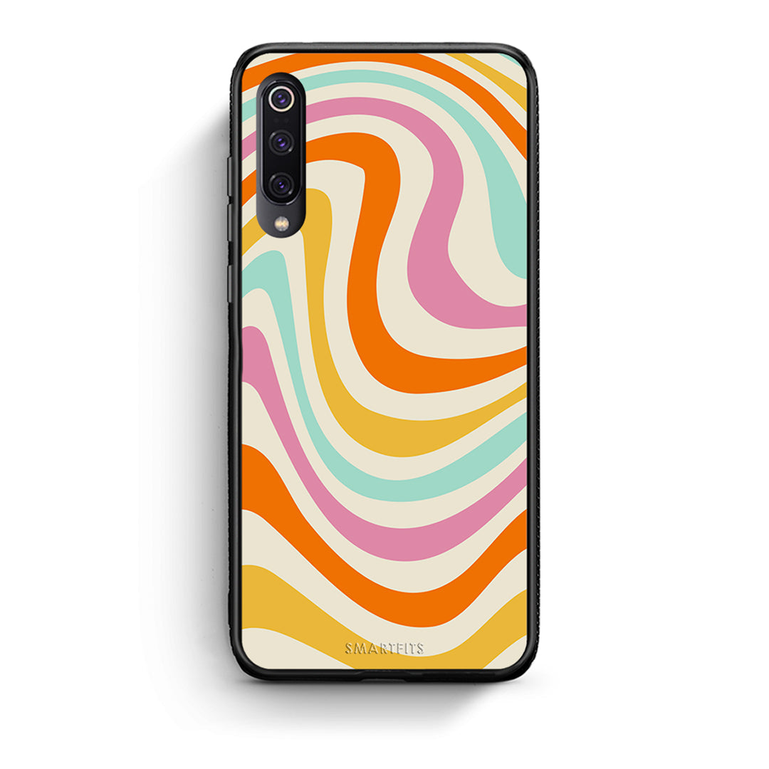 Xiaomi Mi 9 Colourful Waves θήκη από τη Smartfits με σχέδιο στο πίσω μέρος και μαύρο περίβλημα | Smartphone case with colorful back and black bezels by Smartfits