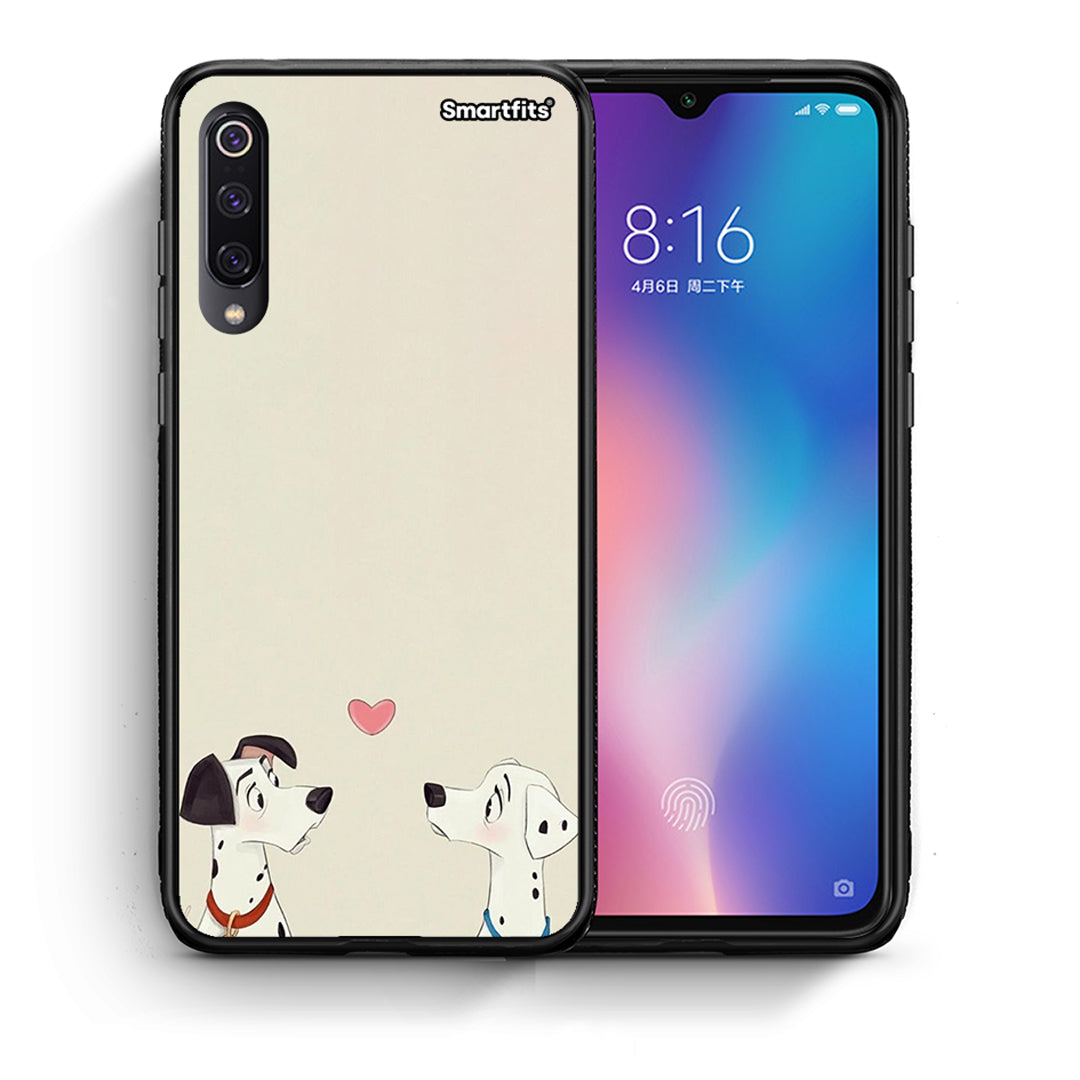 Θήκη Xiaomi Mi 9 Dalmatians Love από τη Smartfits με σχέδιο στο πίσω μέρος και μαύρο περίβλημα | Xiaomi Mi 9 Dalmatians Love case with colorful back and black bezels
