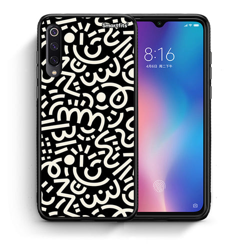 Θήκη Xiaomi Mi 9 Doodle Art από τη Smartfits με σχέδιο στο πίσω μέρος και μαύρο περίβλημα | Xiaomi Mi 9 Doodle Art case with colorful back and black bezels