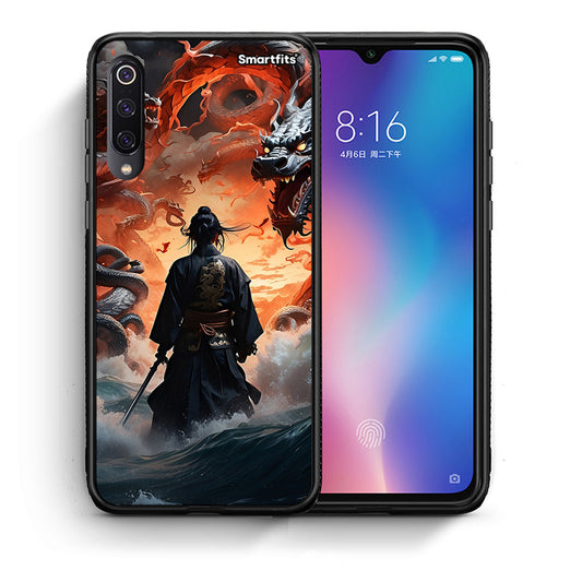 Θήκη Xiaomi Mi 9 Dragons Fight από τη Smartfits με σχέδιο στο πίσω μέρος και μαύρο περίβλημα | Xiaomi Mi 9 Dragons Fight case with colorful back and black bezels