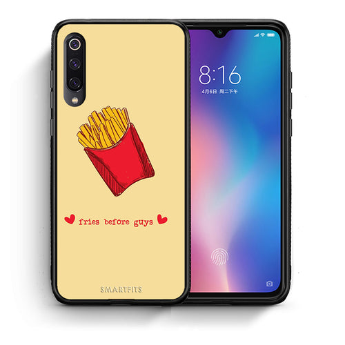 Θήκη Αγίου Βαλεντίνου Xiaomi Mi 9 Fries Before Guys από τη Smartfits με σχέδιο στο πίσω μέρος και μαύρο περίβλημα | Xiaomi Mi 9 Fries Before Guys case with colorful back and black bezels