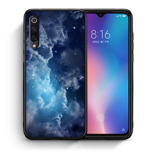 Θήκη Xiaomi Mi 9 Blue Sky Galaxy από τη Smartfits με σχέδιο στο πίσω μέρος και μαύρο περίβλημα | Xiaomi Mi 9 Blue Sky Galaxy case with colorful back and black bezels