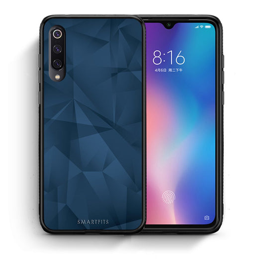 Θήκη Xiaomi Mi 9 Blue Abstract Geometric από τη Smartfits με σχέδιο στο πίσω μέρος και μαύρο περίβλημα | Xiaomi Mi 9 Blue Abstract Geometric case with colorful back and black bezels