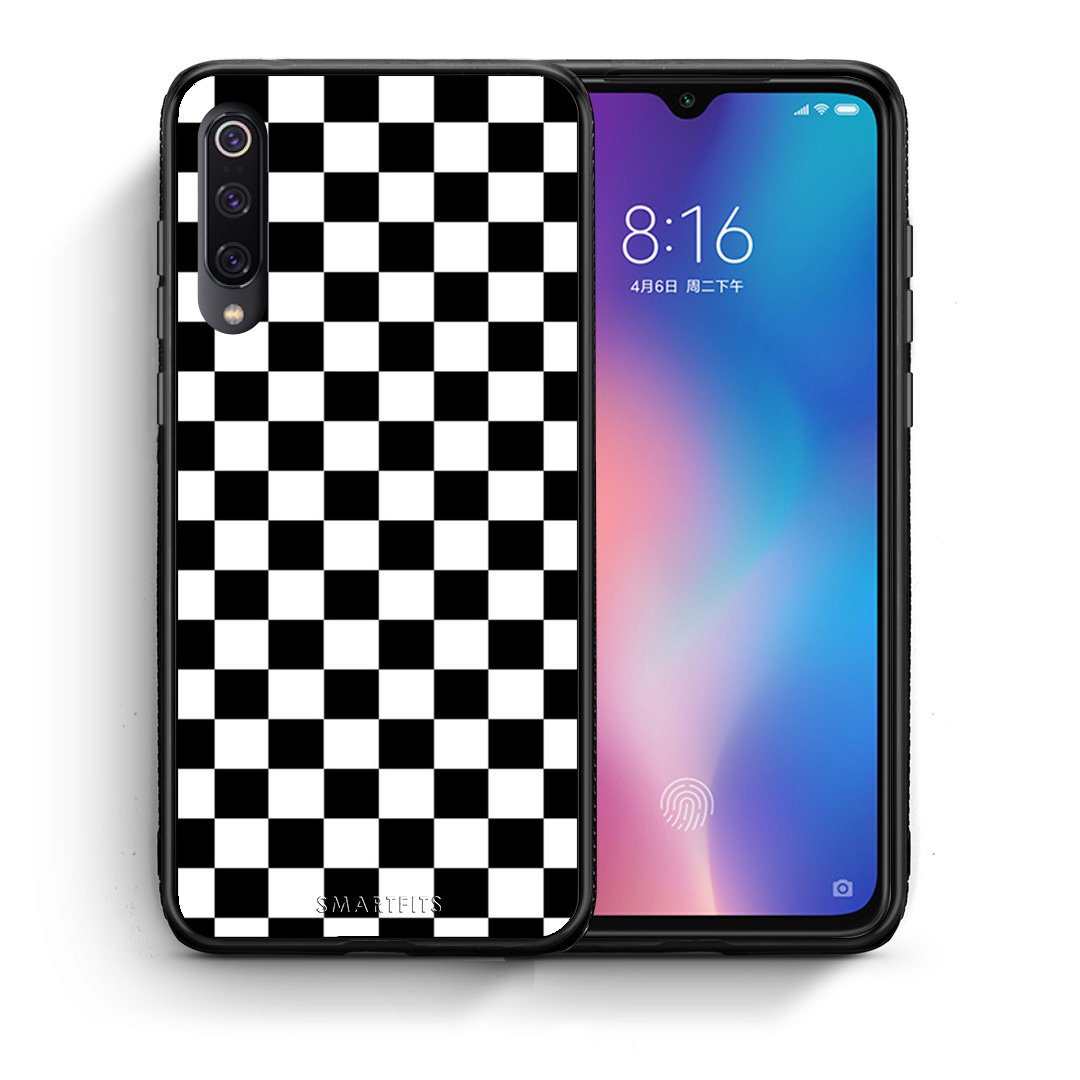 Θήκη Xiaomi Mi 9 Squares Geometric από τη Smartfits με σχέδιο στο πίσω μέρος και μαύρο περίβλημα | Xiaomi Mi 9 Squares Geometric case with colorful back and black bezels