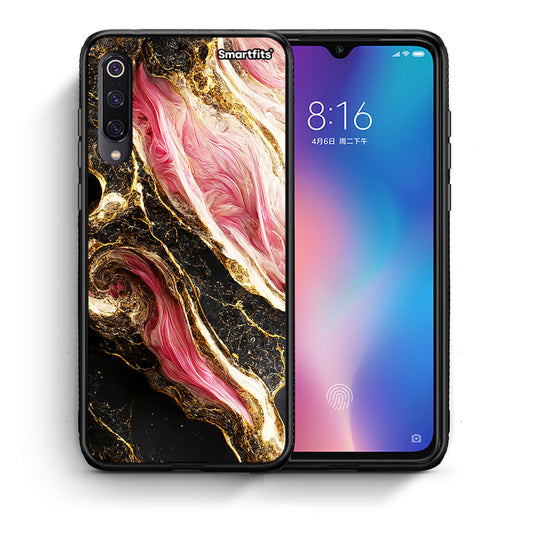 Θήκη Xiaomi Mi 9 Glamorous Pink Marble από τη Smartfits με σχέδιο στο πίσω μέρος και μαύρο περίβλημα | Xiaomi Mi 9 Glamorous Pink Marble case with colorful back and black bezels