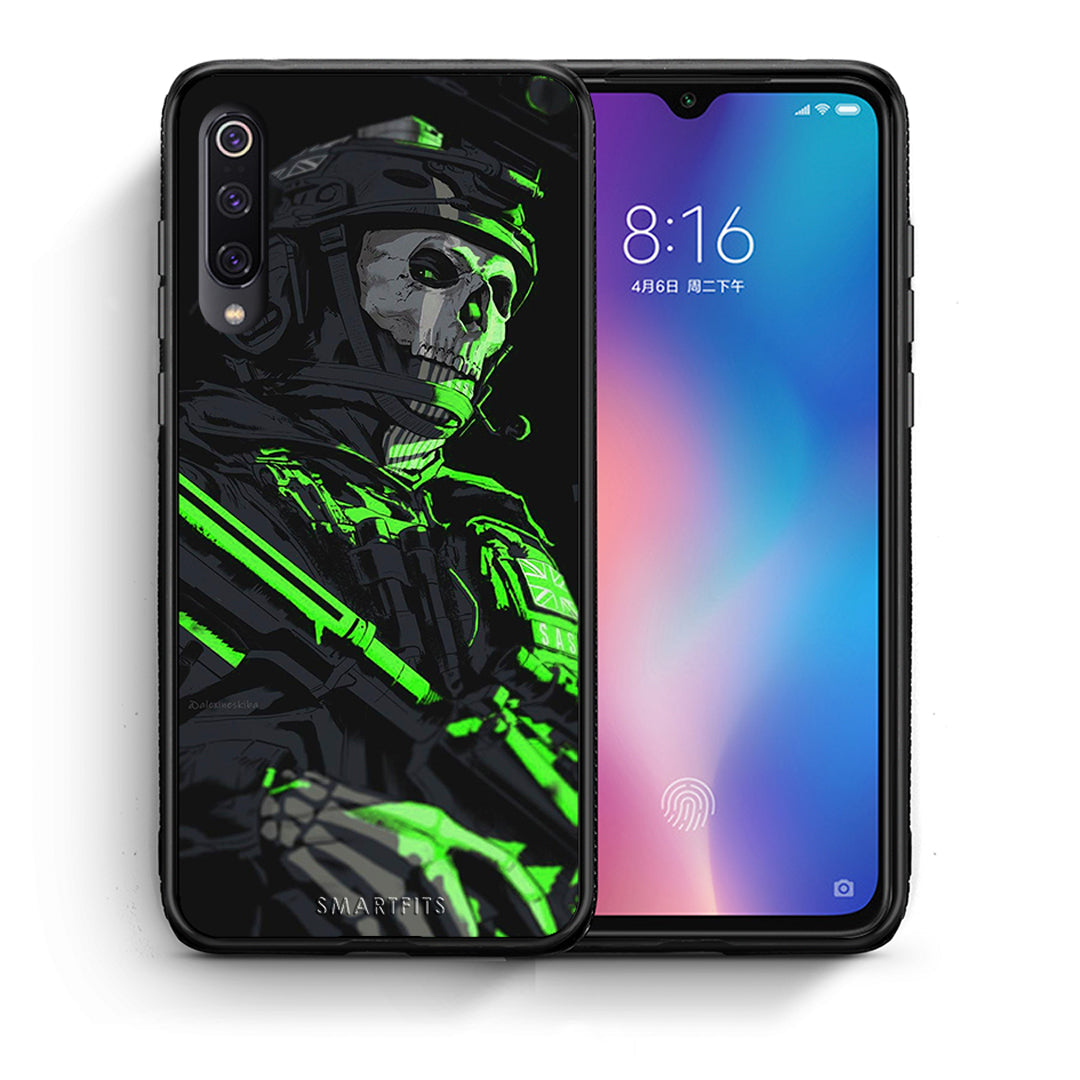 Θήκη Αγίου Βαλεντίνου Xiaomi Mi 9 Green Soldier από τη Smartfits με σχέδιο στο πίσω μέρος και μαύρο περίβλημα | Xiaomi Mi 9 Green Soldier case with colorful back and black bezels