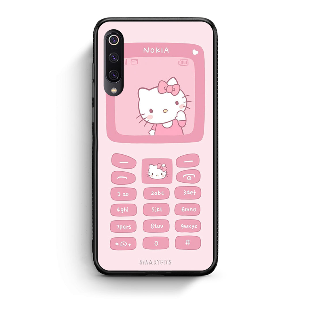 Xiaomi Mi 9 Hello Kitten Θήκη Αγίου Βαλεντίνου από τη Smartfits με σχέδιο στο πίσω μέρος και μαύρο περίβλημα | Smartphone case with colorful back and black bezels by Smartfits