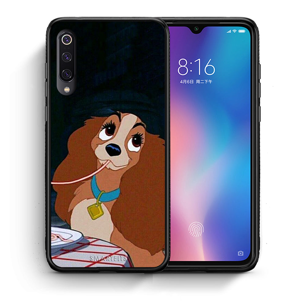 Θήκη Αγίου Βαλεντίνου Xiaomi Mi 9 Lady And Tramp 2 από τη Smartfits με σχέδιο στο πίσω μέρος και μαύρο περίβλημα | Xiaomi Mi 9 Lady And Tramp 2 case with colorful back and black bezels