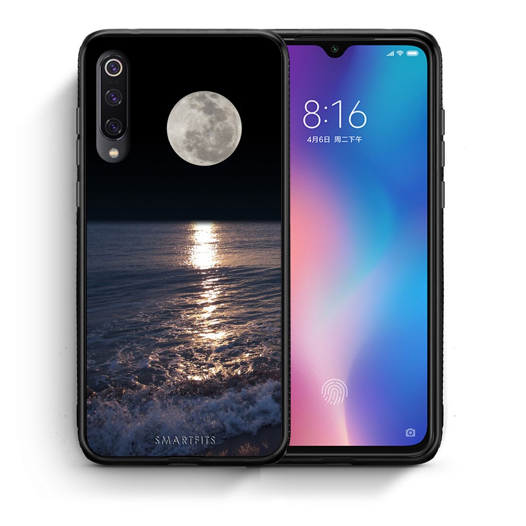 Θήκη Xiaomi Mi 9 Moon Landscape από τη Smartfits με σχέδιο στο πίσω μέρος και μαύρο περίβλημα | Xiaomi Mi 9 Moon Landscape case with colorful back and black bezels