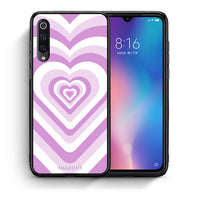 Thumbnail for Θήκη Xiaomi Mi 9 Lilac Hearts από τη Smartfits με σχέδιο στο πίσω μέρος και μαύρο περίβλημα | Xiaomi Mi 9 Lilac Hearts case with colorful back and black bezels