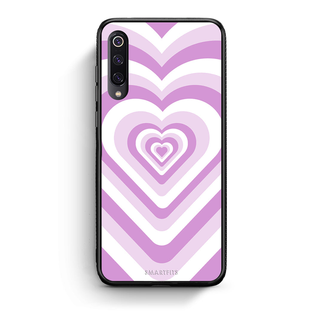 Xiaomi Mi 9 Lilac Hearts θήκη από τη Smartfits με σχέδιο στο πίσω μέρος και μαύρο περίβλημα | Smartphone case with colorful back and black bezels by Smartfits