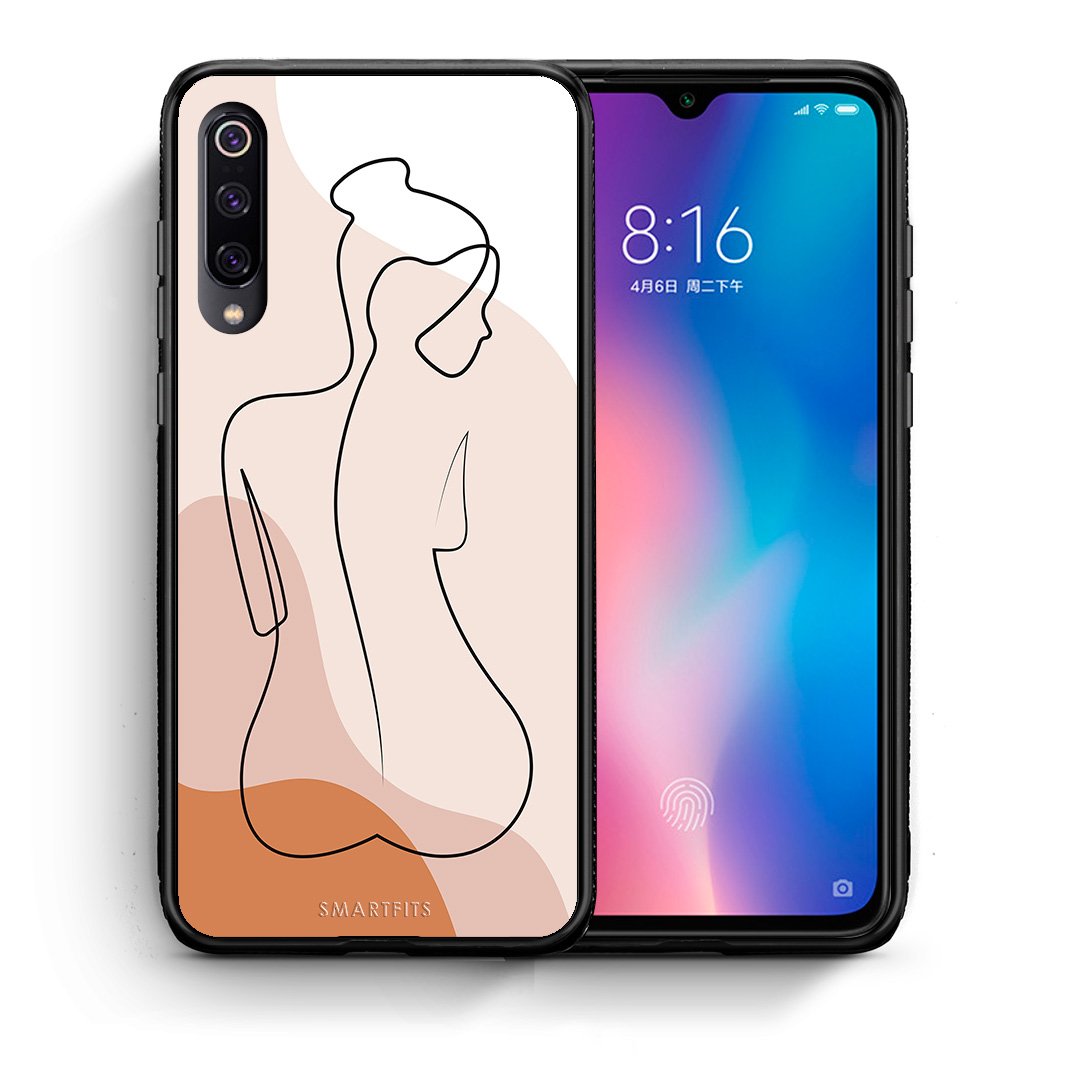 Θήκη Xiaomi Mi 9 LineArt Woman από τη Smartfits με σχέδιο στο πίσω μέρος και μαύρο περίβλημα | Xiaomi Mi 9 LineArt Woman case with colorful back and black bezels