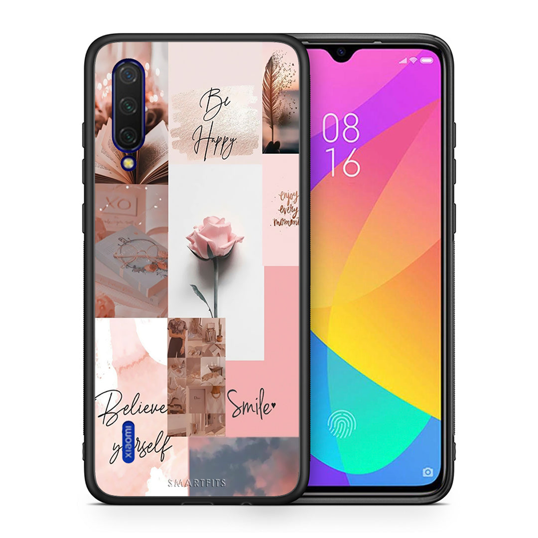 Θήκη Xiaomi Mi 9 Lite Aesthetic Collage από τη Smartfits με σχέδιο στο πίσω μέρος και μαύρο περίβλημα | Xiaomi Mi 9 Lite Aesthetic Collage case with colorful back and black bezels