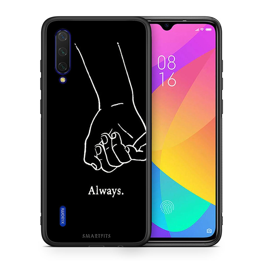 Θήκη Αγίου Βαλεντίνου Xiaomi Mi 9 Lite Always & Forever 1 από τη Smartfits με σχέδιο στο πίσω μέρος και μαύρο περίβλημα | Xiaomi Mi 9 Lite Always & Forever 1 case with colorful back and black bezels