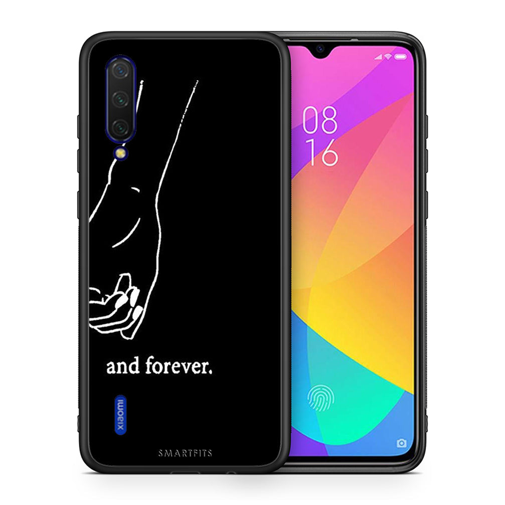 Θήκη Αγίου Βαλεντίνου Xiaomi Mi 9 Lite Always & Forever 2 από τη Smartfits με σχέδιο στο πίσω μέρος και μαύρο περίβλημα | Xiaomi Mi 9 Lite Always & Forever 2 case with colorful back and black bezels