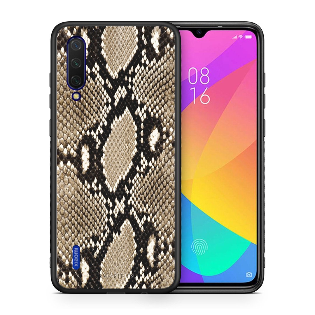 Θήκη Xiaomi Mi 9 Lite Fashion Snake Animal από τη Smartfits με σχέδιο στο πίσω μέρος και μαύρο περίβλημα | Xiaomi Mi 9 Lite Fashion Snake Animal case with colorful back and black bezels