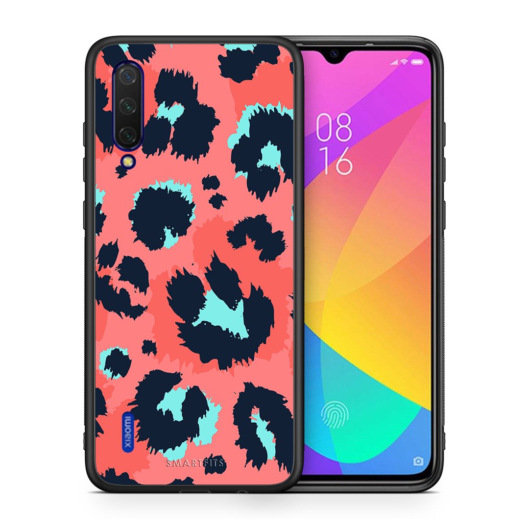 Θήκη Xiaomi Mi 9 Lite Pink Leopard Animal από τη Smartfits με σχέδιο στο πίσω μέρος και μαύρο περίβλημα | Xiaomi Mi 9 Lite Pink Leopard Animal case with colorful back and black bezels