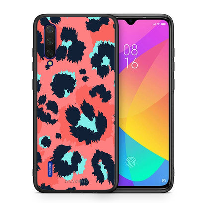 Θήκη Xiaomi Mi 9 Lite Pink Leopard Animal από τη Smartfits με σχέδιο στο πίσω μέρος και μαύρο περίβλημα | Xiaomi Mi 9 Lite Pink Leopard Animal case with colorful back and black bezels