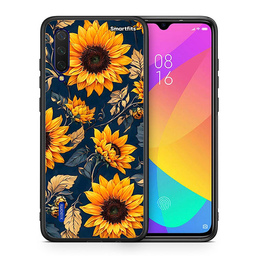 Θήκη Xiaomi Mi 9 Lite Autumn Sunflowers από τη Smartfits με σχέδιο στο πίσω μέρος και μαύρο περίβλημα | Xiaomi Mi 9 Lite Autumn Sunflowers case with colorful back and black bezels