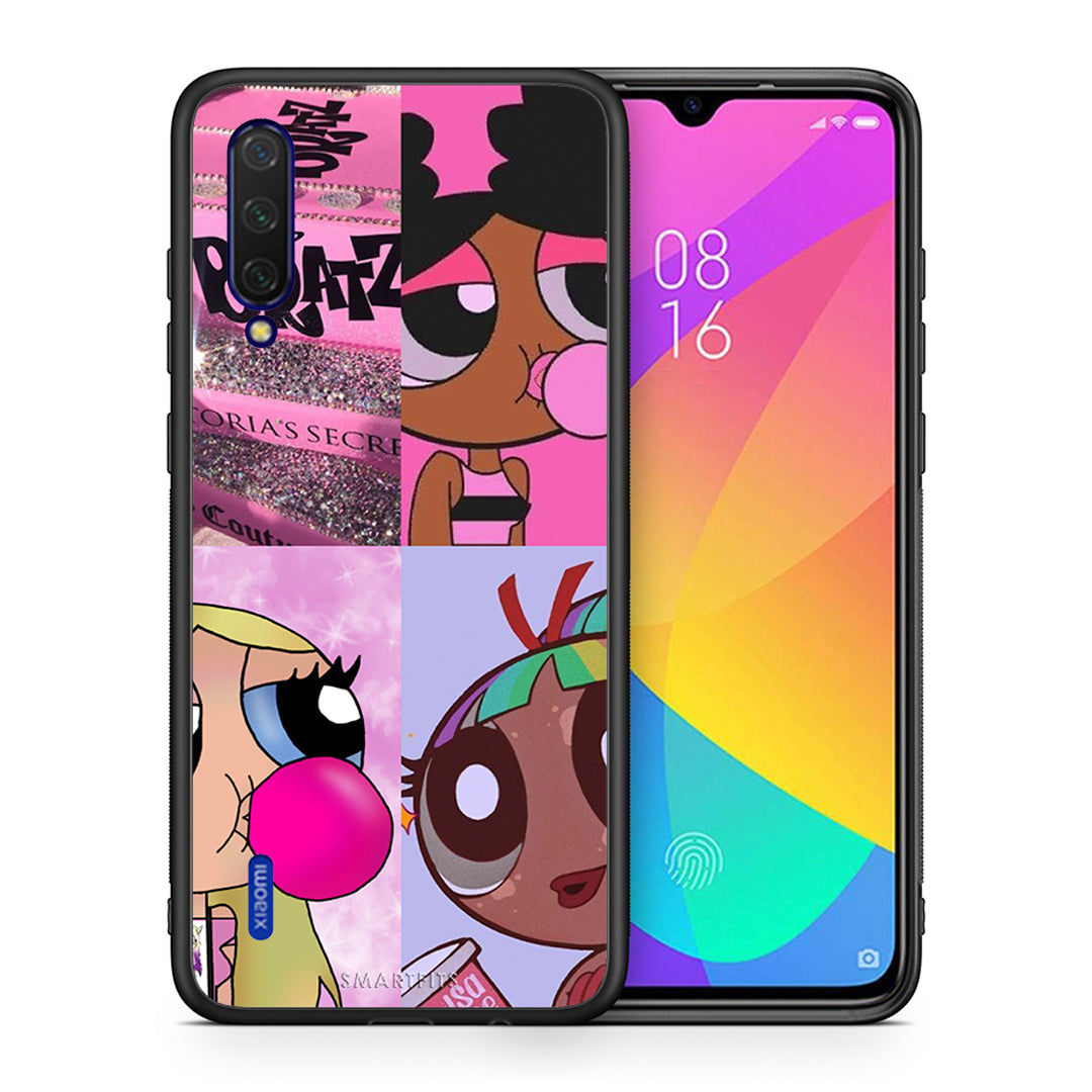 Θήκη Αγίου Βαλεντίνου Xiaomi Mi 9 Lite Bubble Girls από τη Smartfits με σχέδιο στο πίσω μέρος και μαύρο περίβλημα | Xiaomi Mi 9 Lite Bubble Girls case with colorful back and black bezels