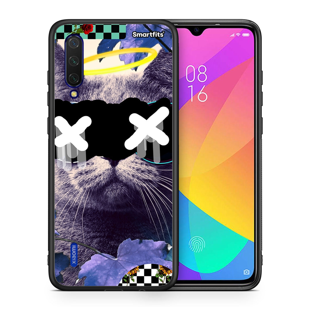 Θήκη Xiaomi Mi 9 Lite Cat Collage από τη Smartfits με σχέδιο στο πίσω μέρος και μαύρο περίβλημα | Xiaomi Mi 9 Lite Cat Collage case with colorful back and black bezels