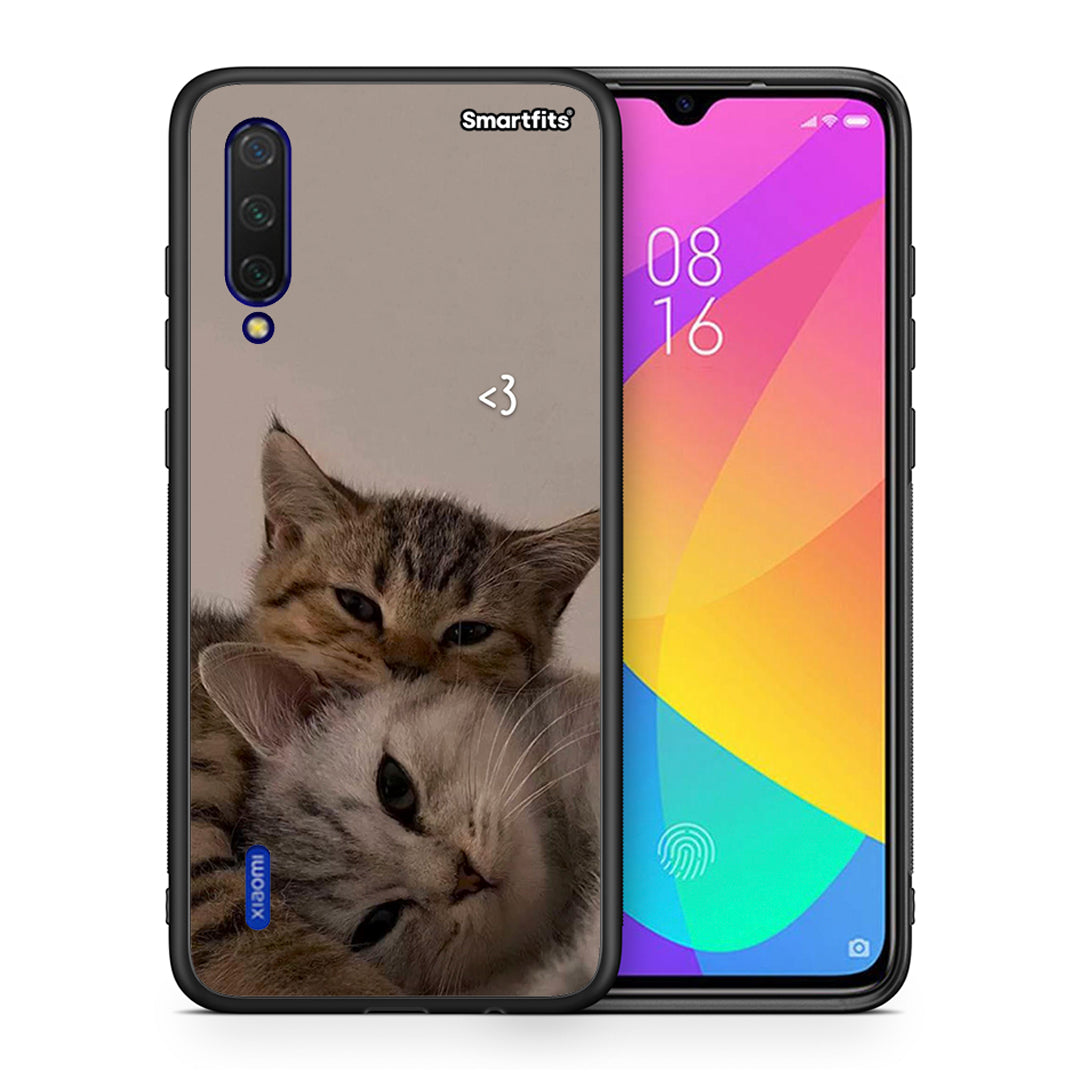 Θήκη Xiaomi Mi 9 Lite Cats In Love από τη Smartfits με σχέδιο στο πίσω μέρος και μαύρο περίβλημα | Xiaomi Mi 9 Lite Cats In Love case with colorful back and black bezels