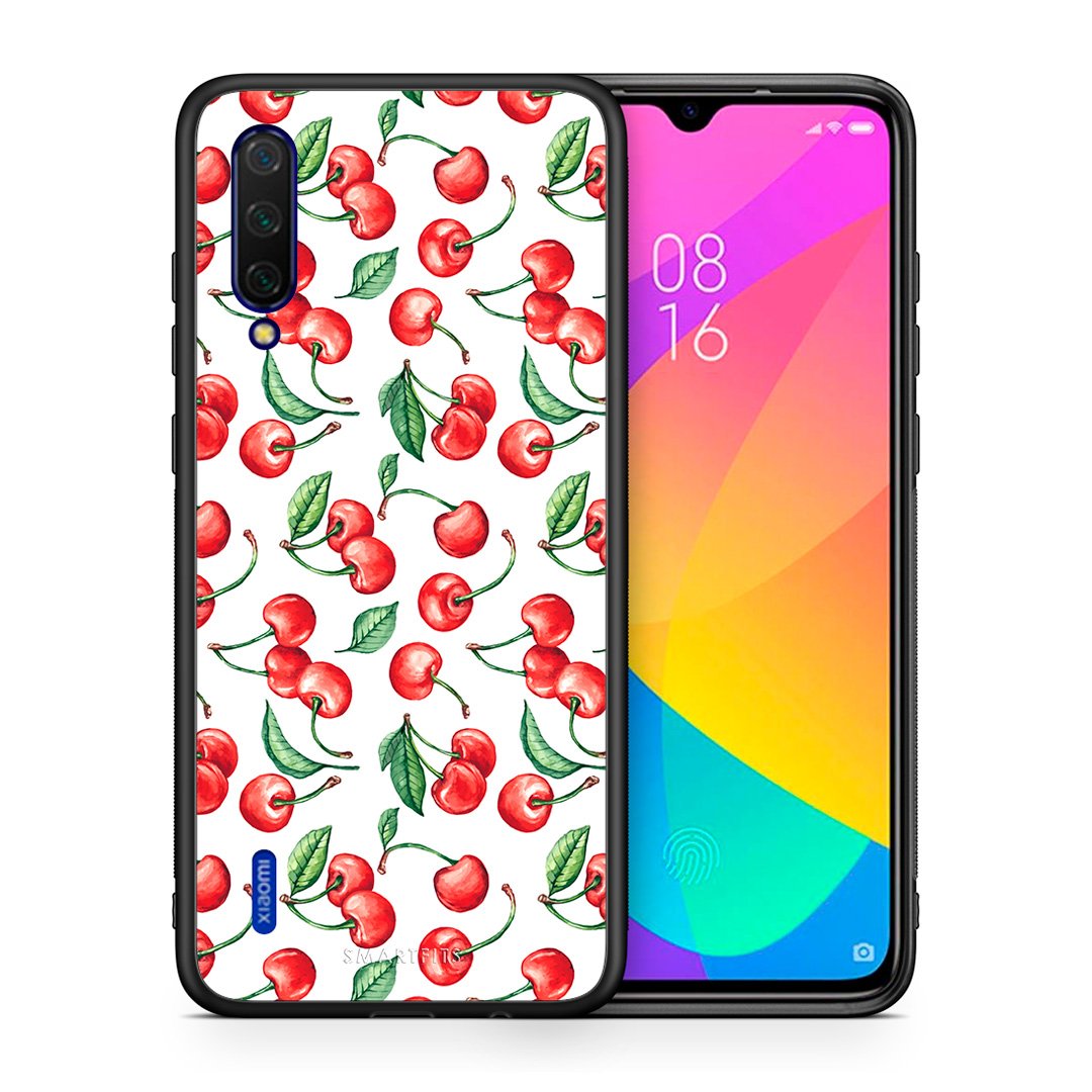 Θήκη Xiaomi Mi 9 Lite Cherry Summer από τη Smartfits με σχέδιο στο πίσω μέρος και μαύρο περίβλημα | Xiaomi Mi 9 Lite Cherry Summer case with colorful back and black bezels