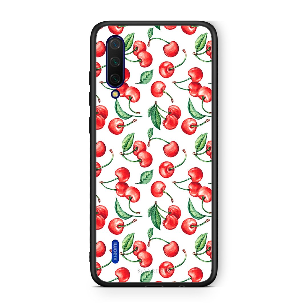 Xiaomi Mi 9 Lite Cherry Summer θήκη από τη Smartfits με σχέδιο στο πίσω μέρος και μαύρο περίβλημα | Smartphone case with colorful back and black bezels by Smartfits